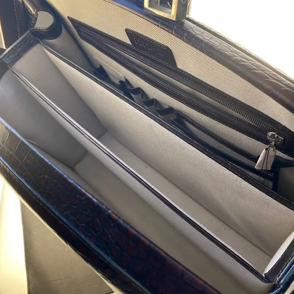 Bosca Dark Brown Crocodile Embossed Briefcase - Picture 4 of 8